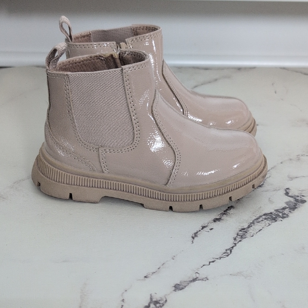 Zara Patent Leather Beige Kids Boots